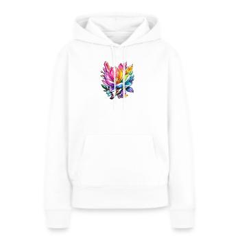 Couleurs arc-en-ciel des Fleurs de Cristal - Sweat à capuche Premium bio Femme - blanc - Devant - Julia (174cm)