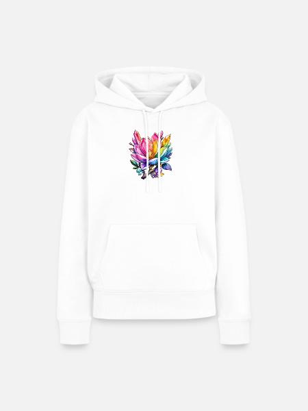 Kristallblüten Regenbogenfarben - Frauen Premium Bio Hoodie - Weiß