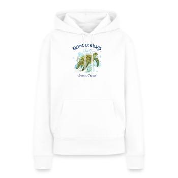 Rêves d’eau salée – Tortue de mer - Sweat à capuche Premium bio Femme - blanc - Devant - Julia (174cm)