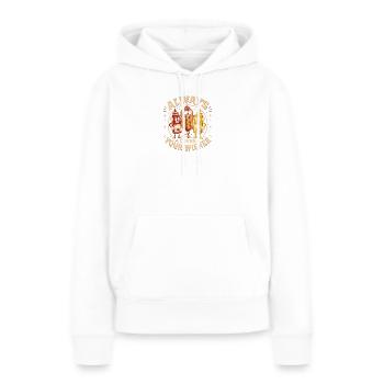 Toujours couvrir les Viennois ! Hot-dog drôle - Sweat à capuche Premium bio Femme - blanc - Devant - Julia (174cm)