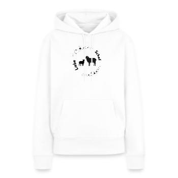 Moutons dans le cercle d’étoiles, amour mouton - Sweat à capuche Premium bio Femme - blanc - Devant - Julia (174cm)