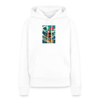 Surf Shiba Inu Samurai Doge au Japon - Sweat à capuche Premium bio Femme - blanc - Devant - Julia (174cm)