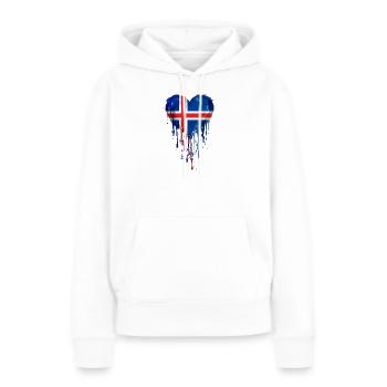 Peinture à l’aquarelle du drapeau nordique du cœur nordique islandais - Sweat à capuche Premium bio Femme - blanc - Devant - Julia (174cm)