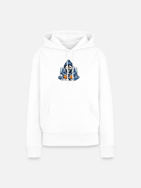 Winterpinguin Kuschel-Outfit mit Erkältung - Frauen Premium Bio Hoodie - Weiß