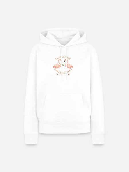 Mahjong Charleston Queen Flamingo - Frauen Premium Bio Hoodie - Weiß