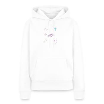 Croix de la Bible Eye - Sweat à capuche Premium bio Femme - blanc - Devant - Julia (174cm)