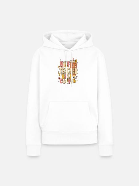 Halb Lehrer, halb Kaffee - Frauen Premium Bio Hoodie - Weiß