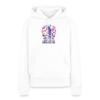 Drachenliebe: Mädchen liebt Drachen - Frauen Premium Bio Hoodie - Weiß - Vorne - Julia (174cm)