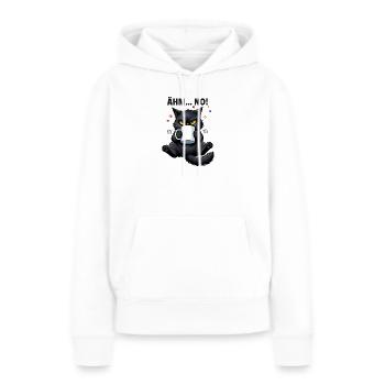 Morgenmuffel Katze mit Kaffee Ähm No - Frauen Premium Bio Hoodie - Weiß - Vorne - Julia (174cm)
