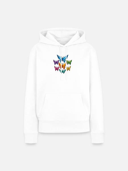 Geometrische Schmetterlinge Farbpalette - Frauen Premium Bio Hoodie - Weiß
