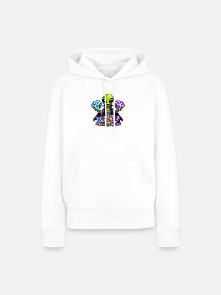 Alienischer Schatzmagier - Frauen Premium Bio Hoodie - Weiß
