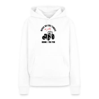 Pouvoir des filles du tracteur - Sweat à capuche Premium bio Femme - blanc - Devant - Julia (174cm)