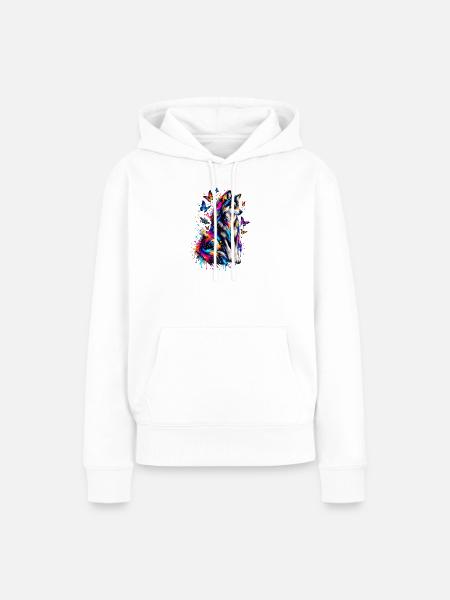 Wolf Schmetterlinge Splash Effect - Frauen Premium Bio Hoodie - Weiß
