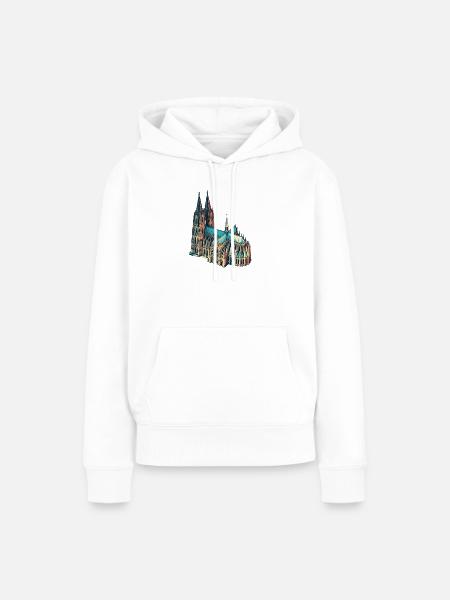 Kölner Dom Retro - Frauen Premium Bio Hoodie - Weiß