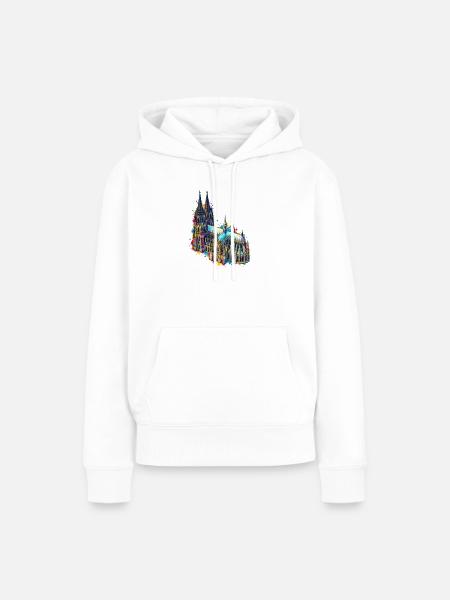 Kölner Dom Aquarell-Splash - Frauen Premium Bio Hoodie - Weiß