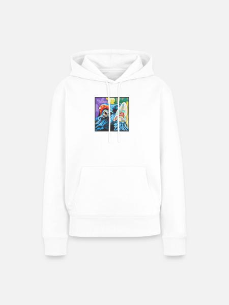 Farbrausch Papageienblick Auerhahn - Frauen Premium Bio Hoodie - Weiß