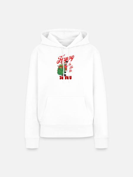 Happy HoHoHo von Santa - Frauen Premium Bio Hoodie - Weiß