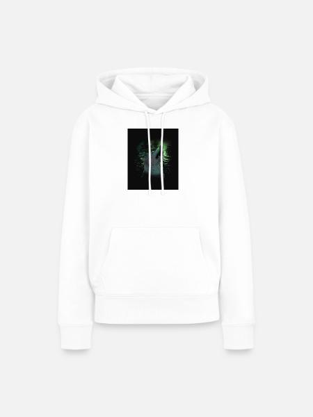 Wolfsruf im Nordlicht - Frauen Premium Bio Hoodie - Weiß