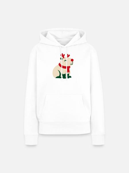Rentier Rote Nase Clipart - Frauen Premium Bio Hoodie - Weiß