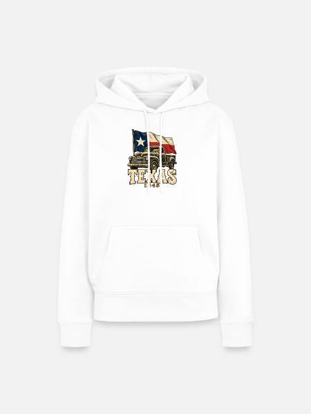 Texas Retro-Truck Flagge 1845 - Frauen Premium Bio Hoodie - Weiß