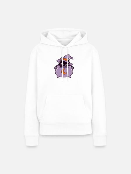 Katzenzauber im Hexenkessel - Frauen Premium Bio Hoodie - Weiß