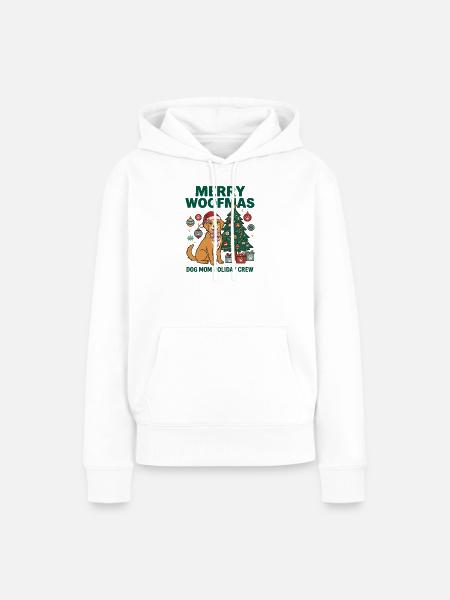 Fröhliche Woofmas Hundemama-Weihnachtscrew - Frauen Premium Bio Hoodie - Weiß