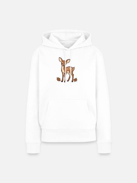 Niedliche Rehkitz-Herbstblätter - Frauen Premium Bio Hoodie - Weiß