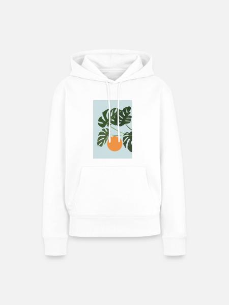 Monstera Sonnenuntergang - Frauen Premium Bio Hoodie - Weiß