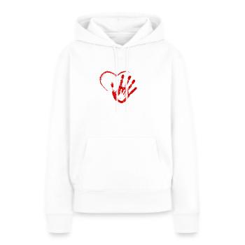 MAIN DANS LA MAIN ROUGE - Sweat à capuche Premium bio Femme - blanc - Devant - Julia (174cm)