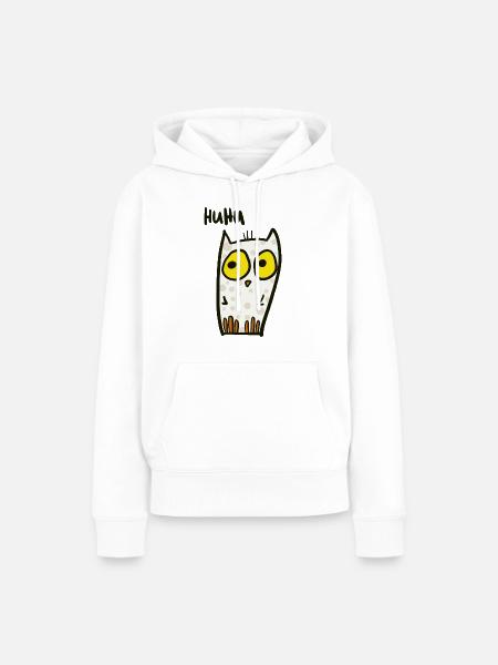 Huhu - lustige Eule - Frauen Premium Bio Hoodie - Weiß