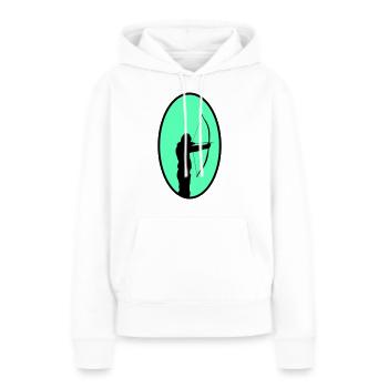 archer - Sweat à capuche Premium bio Femme - blanc - Devant - Julia (174cm)