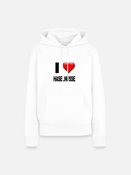 I love Haselnüsse - Frauen Premium Bio Hoodie - Weiß