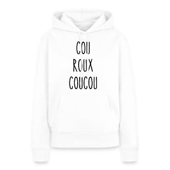 cou roux coucou - Sweat à capuche Premium bio Femme - blanc - Devant - Julia (174cm)