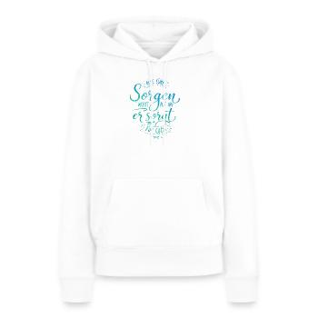 All eure Sorgen werft auf ihn - Frauen Premium Bio Hoodie - Weiß - Vorne - Julia (174cm)