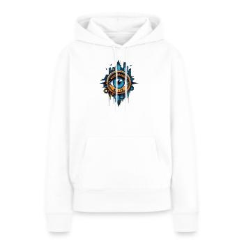 Œil de surveillance de quartier - Sweat à capuche Premium bio Femme - blanc - Devant - Julia (174cm)
