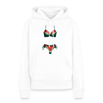 Chemise de bikini pastèque Cadeau pastèque - Sweat à capuche Premium bio Femme - blanc - Devant - Julia (174cm)