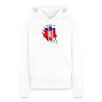 Lyon - Frauen Premium Bio Hoodie - Weiß - Vorne - Julia (174cm)
