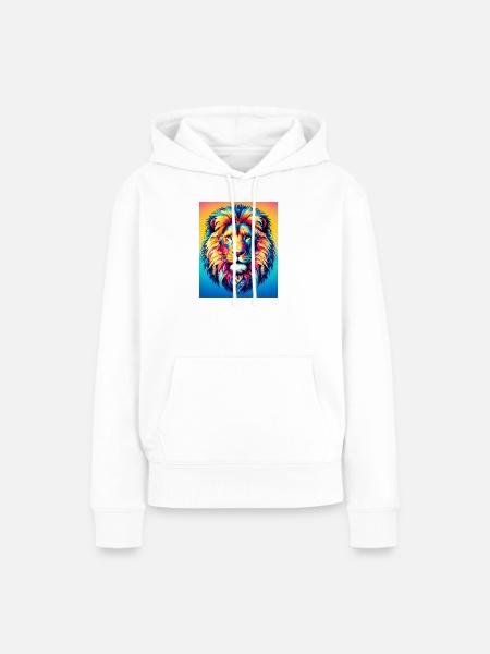 Löwe - Frauen Premium Bio Hoodie - Weiß