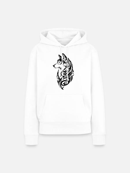 Nordischer Wolf Tribal Tattoo - Frauen Premium Bio Hoodie - Weiß