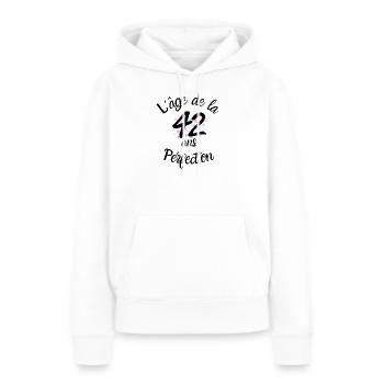 42 ans, l'âge de la perfection - Sweat à capuche Premium bio Femme - blanc - Devant - Julia (174cm)