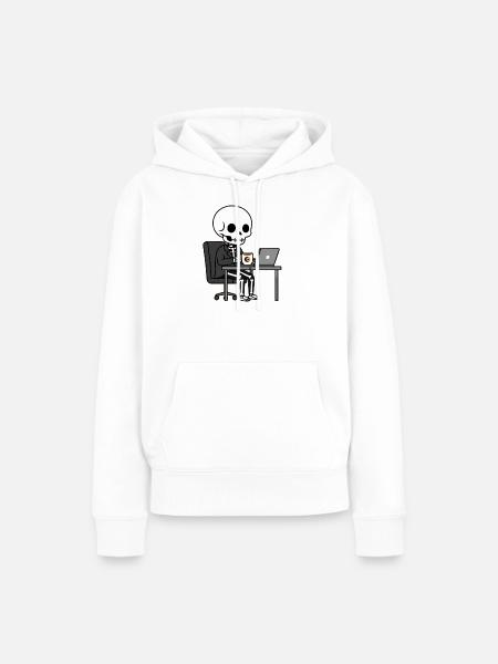 Skelett im Anzug im Büro - Frauen Premium Bio Hoodie - Weiß