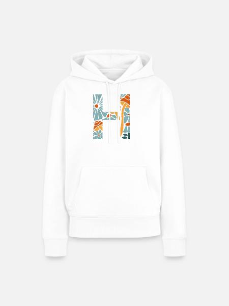 Buchstabe h groovige Blumen Geschenkidee - Frauen Premium Bio Hoodie - Weiß