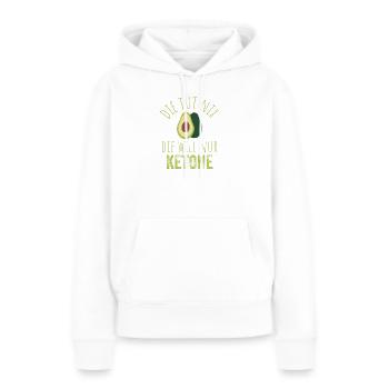 Thé de la dite Keto à l’avocat - Sweat à capuche Premium bio Femme - blanc - Devant - Julia (174cm)