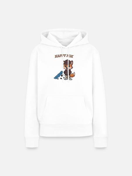 Happy Fox - Frauen Premium Bio Hoodie - Weiß