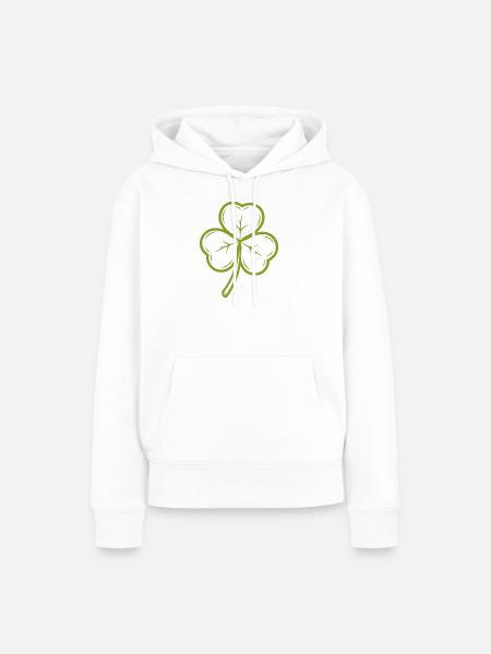 Kleeblatt grün - Frauen Premium Bio Hoodie - Weiß