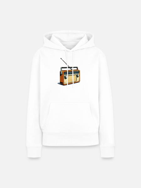 Retro Orange Radio - Frauen Premium Bio Hoodie - Weiß