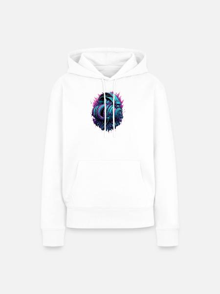 Cyberpunk Kopfhörer DJ - Frauen Premium Bio Hoodie - Weiß