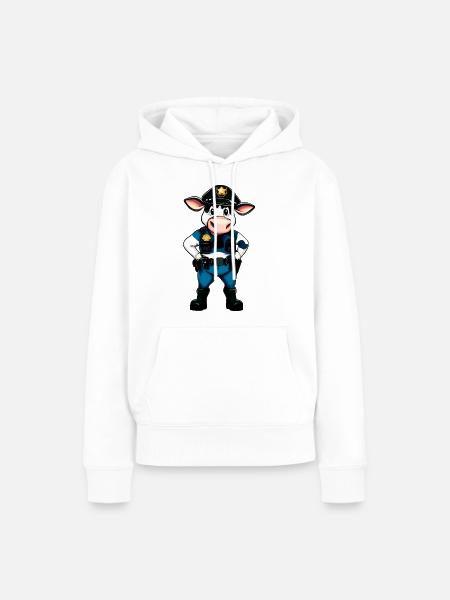 Polizei Kuh - Frauen Premium Bio Hoodie - Weiß