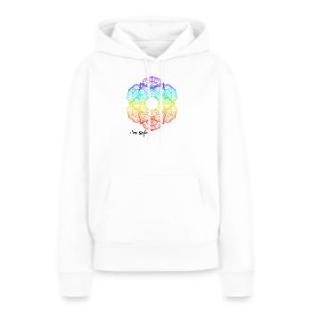 Motif Mandala Arc-en-ciel - Sweat à capuche Premium bio Femme - blanc - Devant - Julia (174cm)