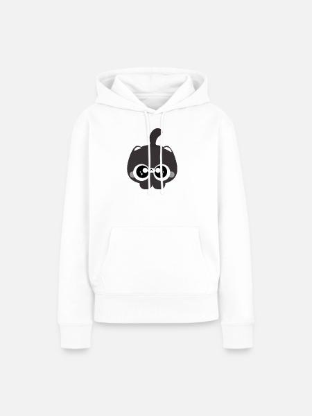 Mitternachtskawaii-Katze mit Brille - Frauen Premium Bio Hoodie - Weiß